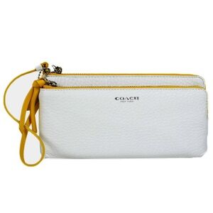Coach White and Yellow Wristlet